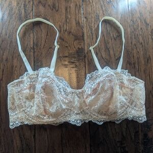 Free People Cream and Beige Lace Bra